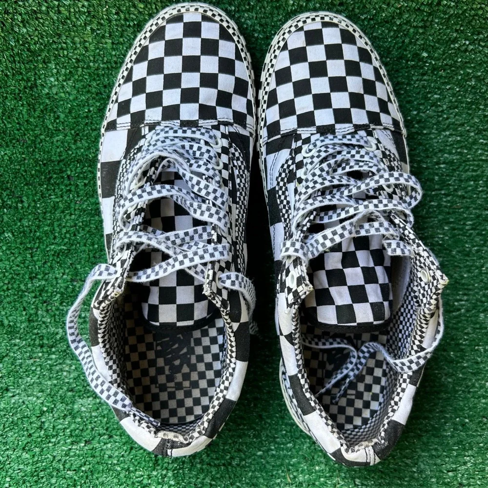 Vans Old Skool All Over Checkerboard Black White Mens 12 Low Top Sneakers